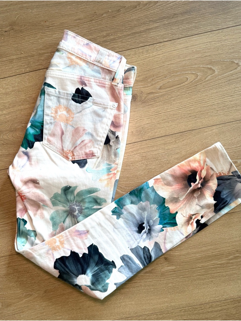 7 For All Mankind The Ankle Skinny Floral Sz 23 - Picture 4 of 4